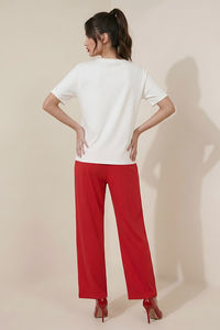 Zivame Devil Wears Prada Knit Cotton Loungewear Set - Flame Scarlet — thumbnail 4